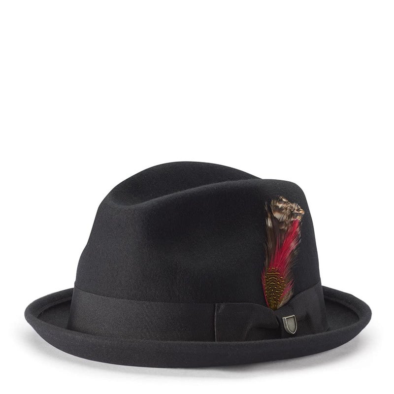 Brixton Men's Gain Fedora Hat, Black, Small - Image 1
